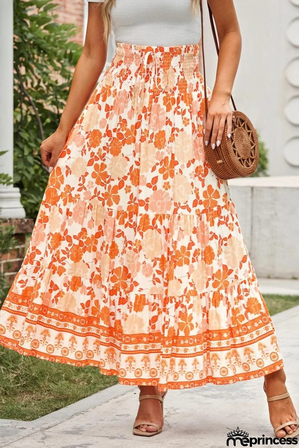 Floral Smocked Tiered Maxi Skirt