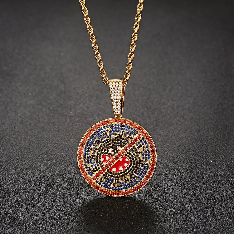 Iced Out Colorful Say No To Viruses Sign Pendants Hip Hop Bling Bling For Men