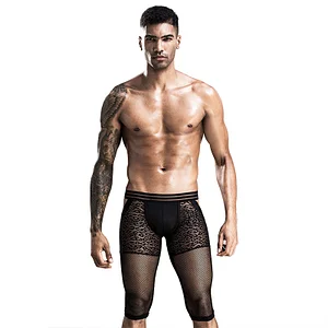 Men's fishnet see-through stretch sexy temptation boxers