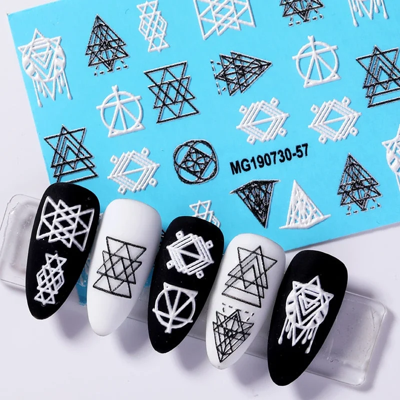 1PC White Embossed Flower Lace 5D Nail Stickers Flower Butterfly Wedding Nail Art Designs Decoration For Manicures