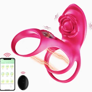 App Remote Control Rose Cock Ring Sex Toy