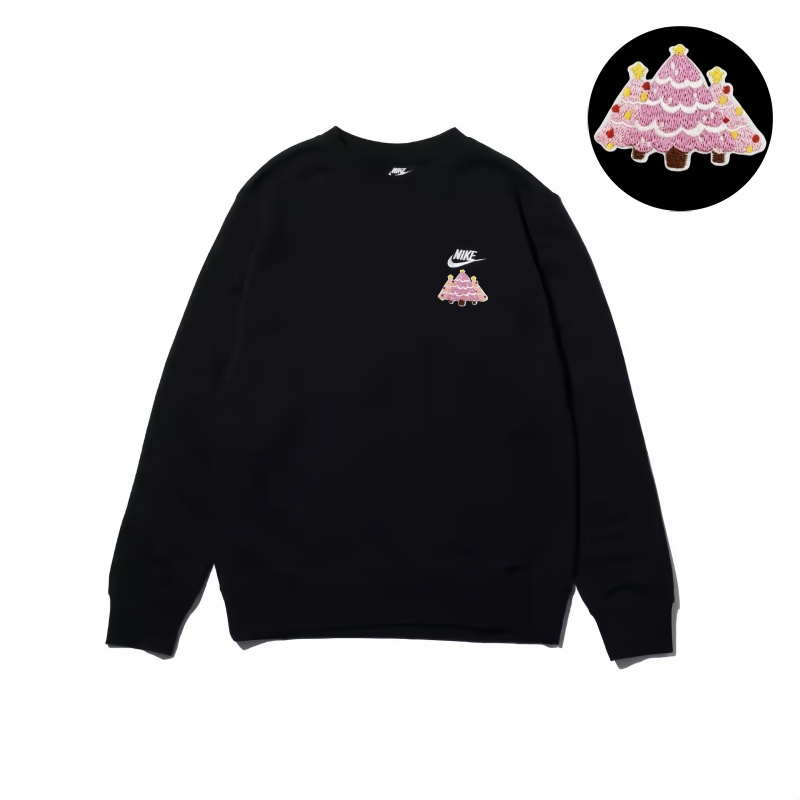 Nike Logo Long Sleeved Crew Neck Casual Sweatshirt Unisex Black