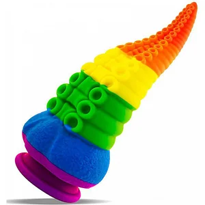 Tentacle Shaped Penis Soft Silicone Dildo For Women Rainbow