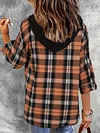 Versatile Long Sleeve Plaid Print Drawstring Hooded Outwear - Color Block Hoodie Jacket for Spring & Fall, Women's Clothing