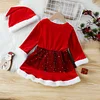 Kid Baby Girl Long Christmas Santa Claus Cosplay Red Velvet Dresses