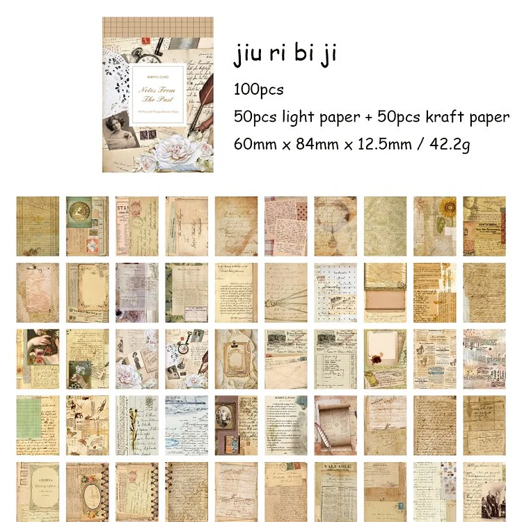 50Pcs Set Vintage DIY Scrapbooking Material Paper for Journaling