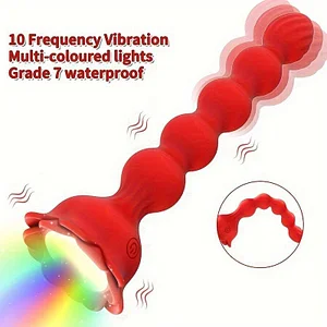 Colorful Luminous Rose Bead Anal Plug Remote Control  Pulling, Vestibular Anal Plug, Prostate Male And Female Masturbation Vibrator