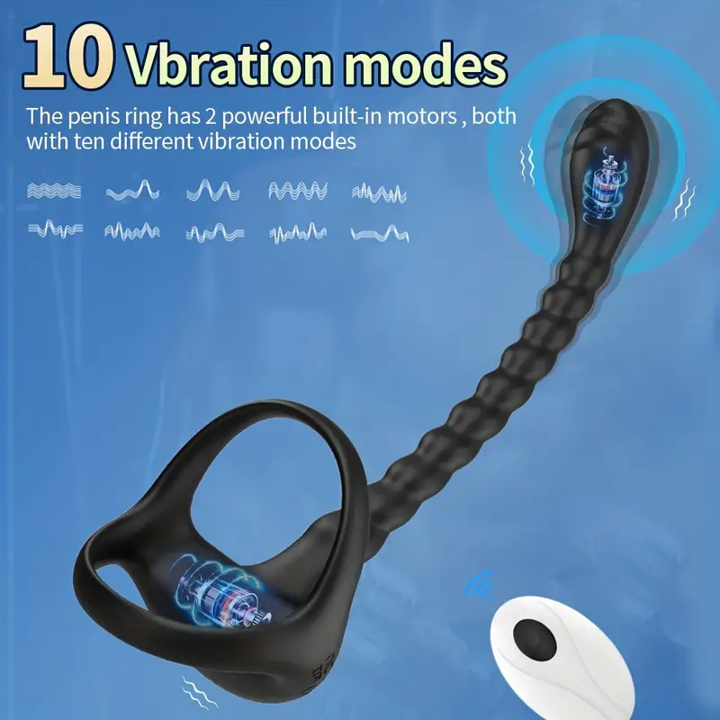 1pc vibrating cock ring prostate stimulator with double mini bullets anal adult couples sex toys for men remote control anal butt plug prostate massager penis ring vibrator male sex toy 10 modes silicone vibrators for men pleasure details 3