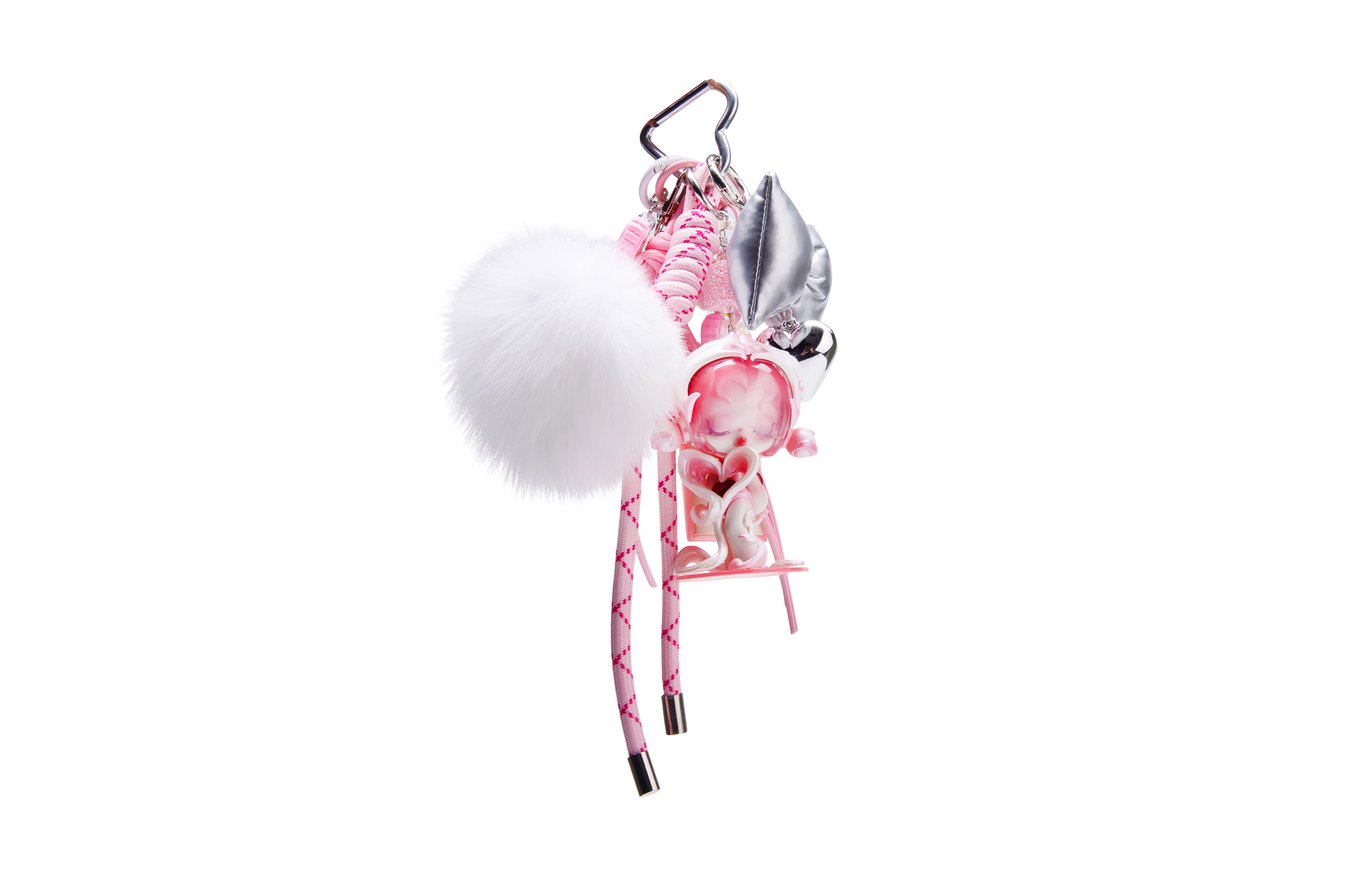 [Custom Trendy Toy Non Official]   Skullpanda Sound Collection Keychain, Plush, Peach Blossom, Pink Blister Packs 18cm