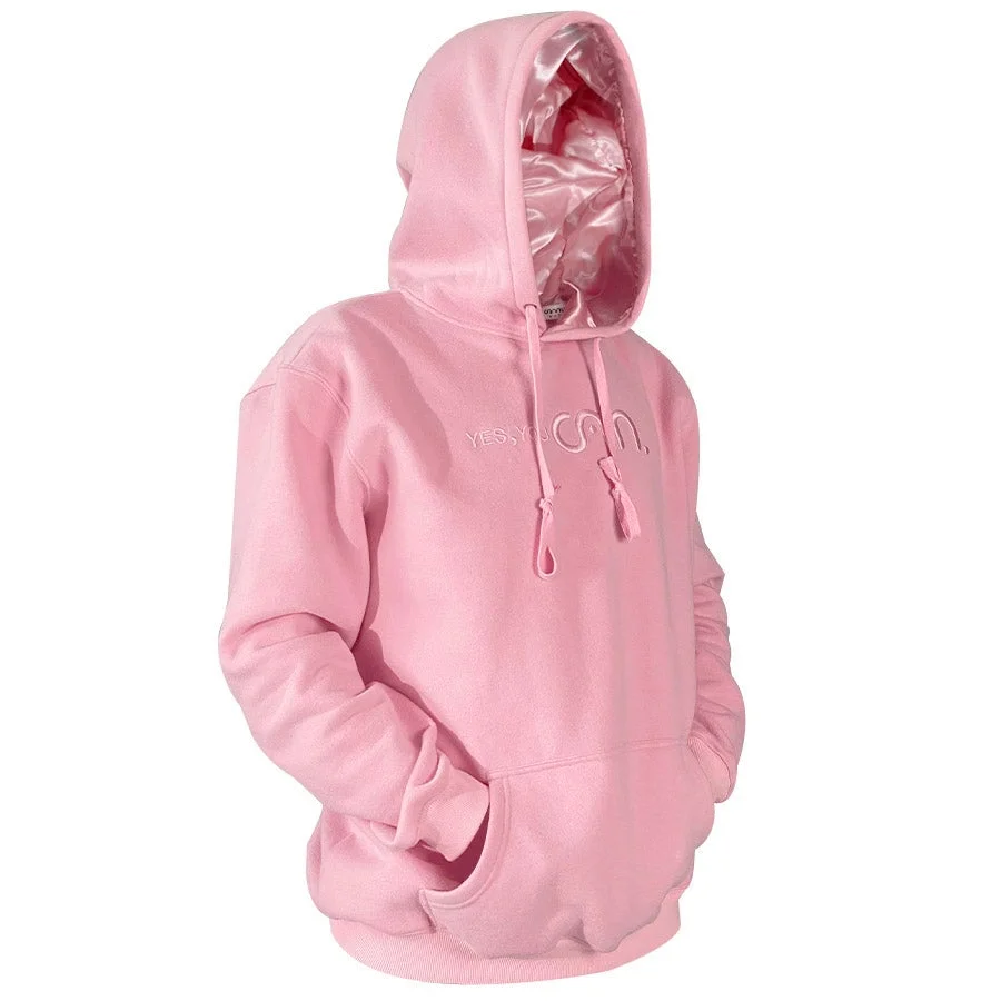 Cozy Roomy Satin Lined Hoodie-Pink