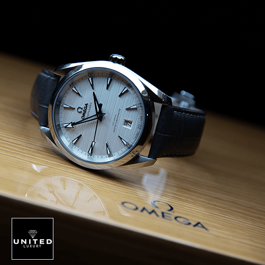 Omega Seamaster Aqua Terra White Dial Replica on the omega box