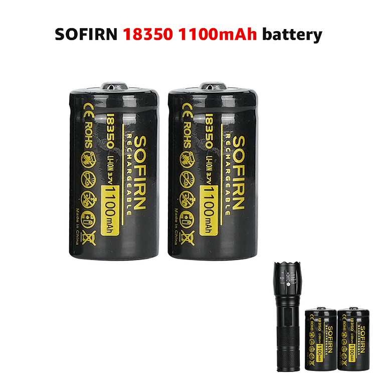 2pcs 18350 Batteries Button top 1100mAh