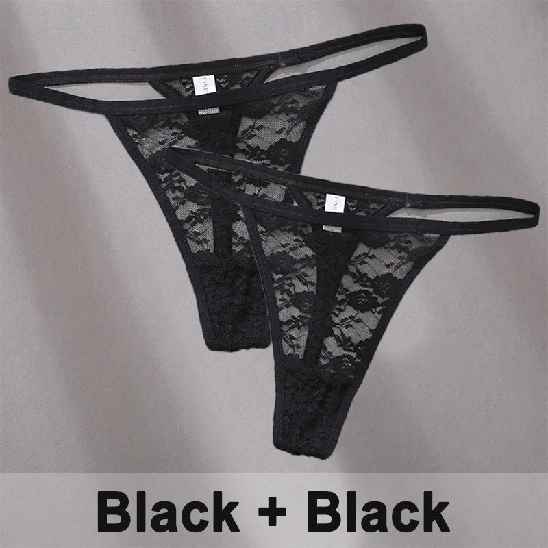 Billionm Sexy Lace Cotton Panties for Women G-String Underwear Perspective Thongs Solid Color Underpants Female Intimates Lingerie
