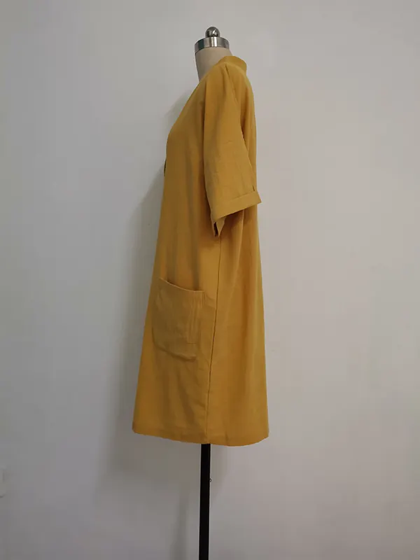 Casual Solid Split Joint V Neck A Line Dresses