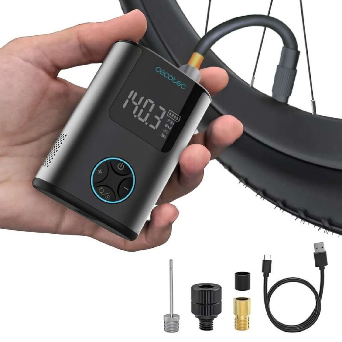 Cecotec Mini Air Compressor Air Max 120W 150 PSI Portable 600mAh Battery Compact