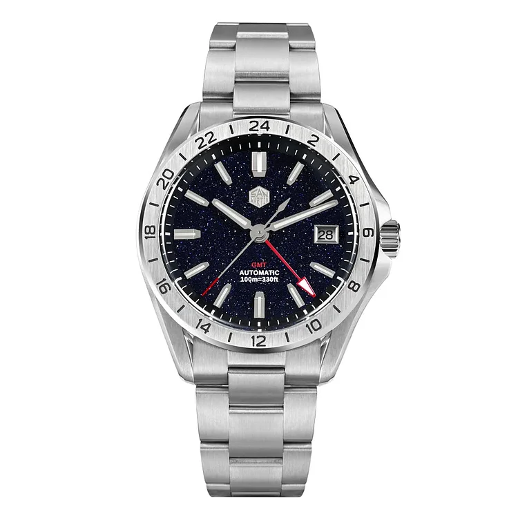 ★Anniversary Sale★San Martin Aventurine Gemstone NH34 GMT Watch SN0129GB San Martin Watch San Martin Watch