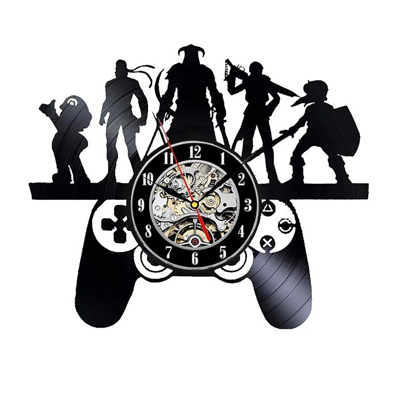 Super Mario Game Vinyl Record Wall Clock Modern Design Play Room 3D Hanging Clock Wall Watch Art Home Decor Gifts for Children