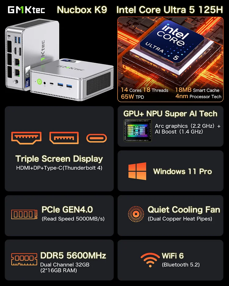 Intel Ultra 5 125H Mini PC--NucBox K9