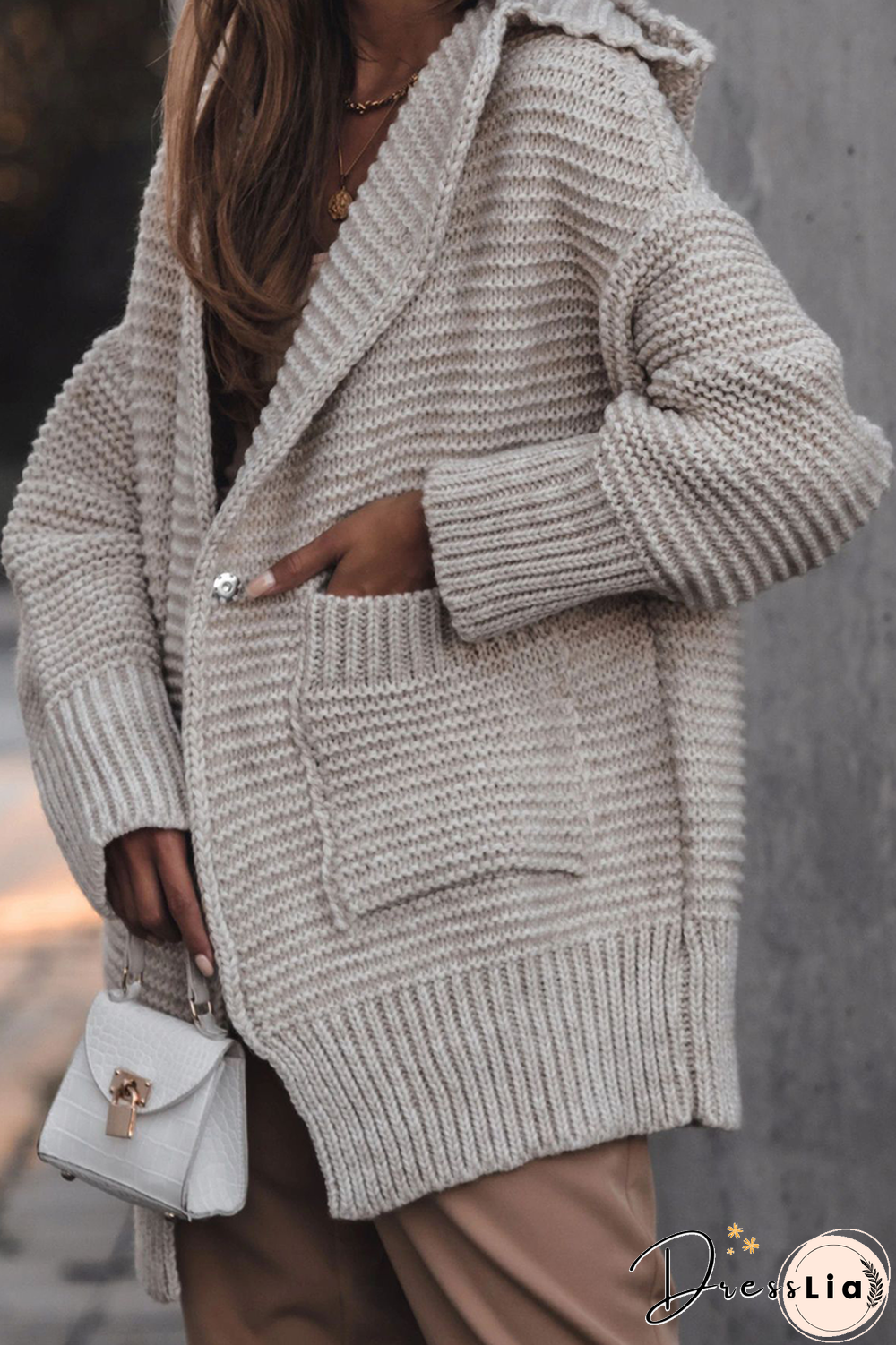 Casual Solid Pocket Hooded Collar Tops Sweater(6 Colors)