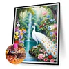 Diamond Painting-DIY Full Round Drill White Peacock At Lake Forest