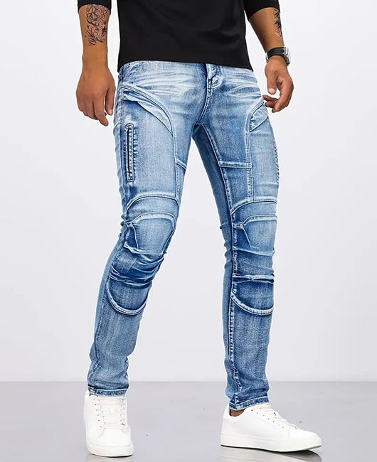 Retro Casual Washed Denim Mid Rise Stretch Pencil Jeans