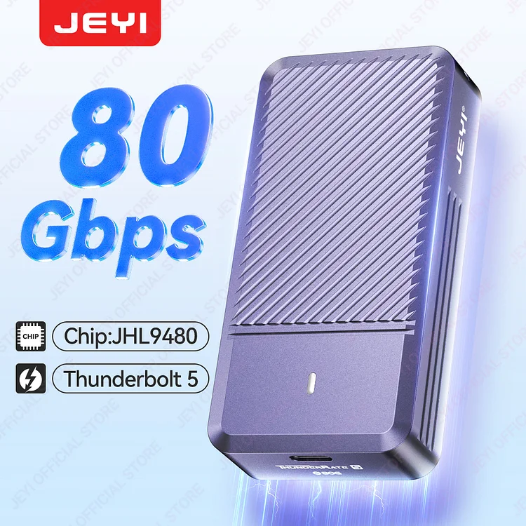JEYI 80Gbps Thunderbolt 5 M.2 NVMe SSD Enclosure Transfer Rates Over 6000MB/s Works with Mac M4 Pro
