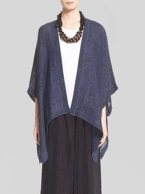 Cotton And Linen Square Sleeve Oversized Cardigan
