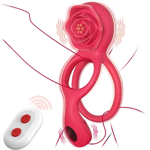 2025 Rose Penis Rings With Clitoral Stimulator Testicle Massager