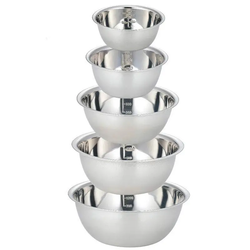5pcs non slip stainless steel mixing bowls set perfect for kitchen cooking and baking nesting design for easy storage details 2