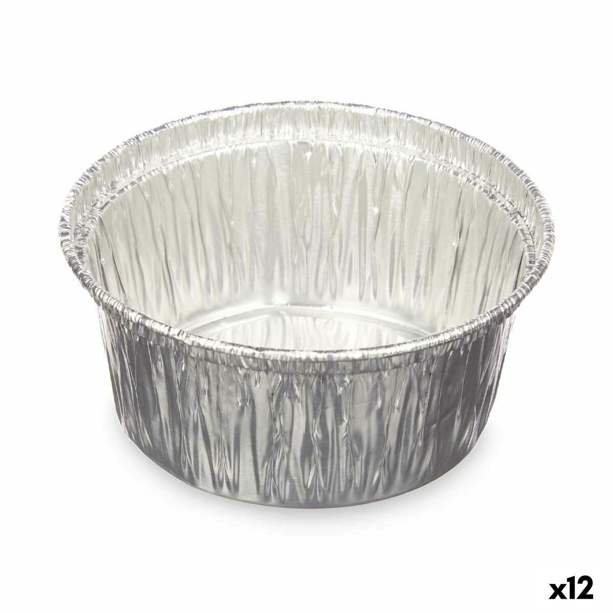 Flan Mould Kinvara Silver Aluminium 8,5 x 8 x 8,5 cm Disposable Circular (12 Units)