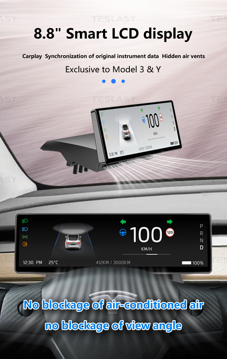 TESLASY Model 3/Y/Model 3 Highland T8 8.8-inch / T6 (6.2-inch) Center Console Dashboard Touch Display Dashboard Instrument Cluster