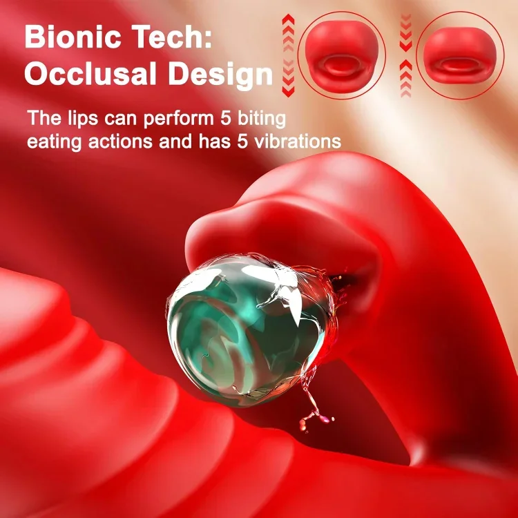 Triple Action G-Spot Vibrator with Thrusting Vibrations and French-Kissing Mouth Stimulation