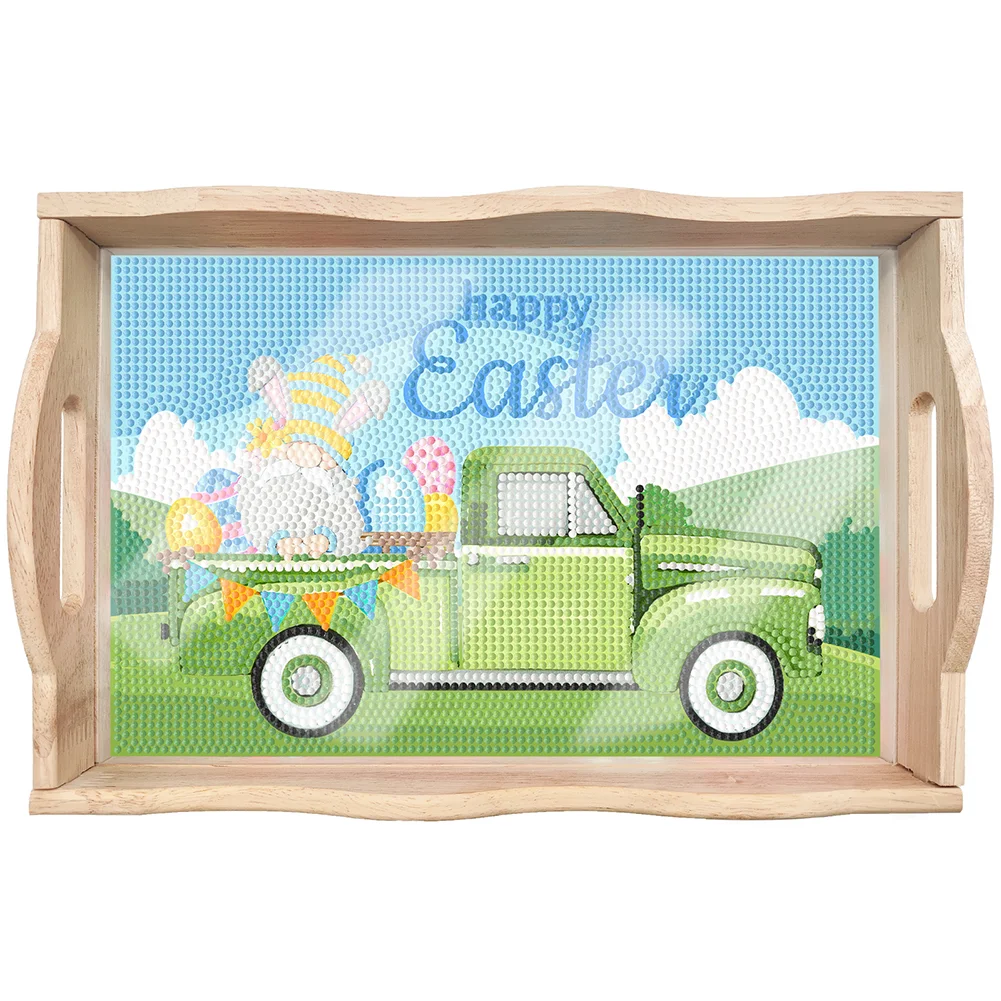 DIY Easter Truck Diamond Painting Nesting Food Trays with Handle for Serving Food