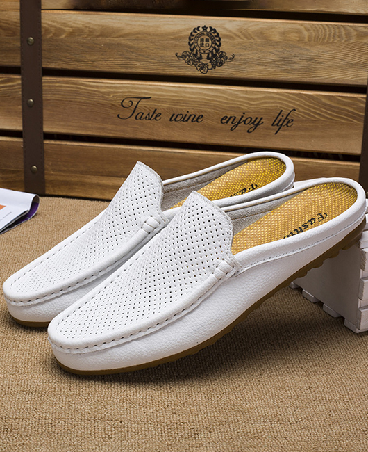 Wedding Solid Hollow Out Leather Half Slippers