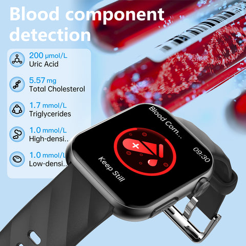 GT5 Pro Max Blood Glucose Watch With BP+HRV+ECG(EKG)+SOS+Stress+Sleep Monitoring