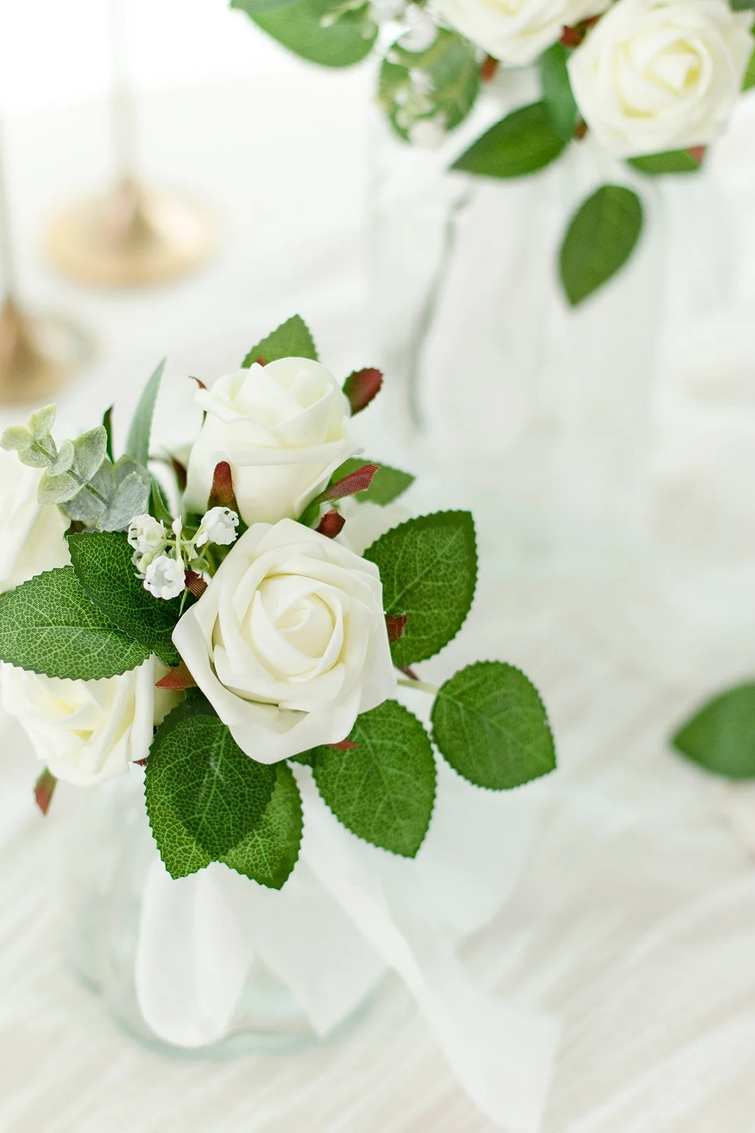 1.5"-2" Foam Rosebud & Petite Rose with Stem - 18 Colors