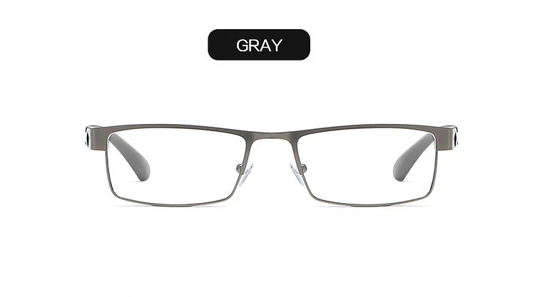 Retro Metal Reading Glasses Vintage Blue Proof Eyeglasses Frame Square Optial Men's Glasses HD Male Glasses Diopter +3.5 +4
