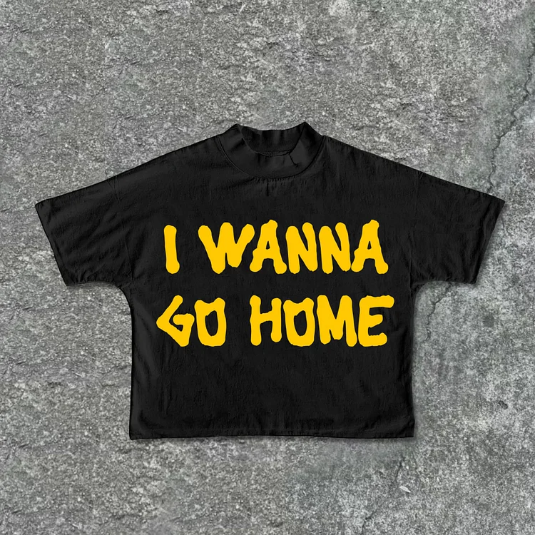 Moonsfashionss I Want Go Home 100 Cotton Cropped T-shirts