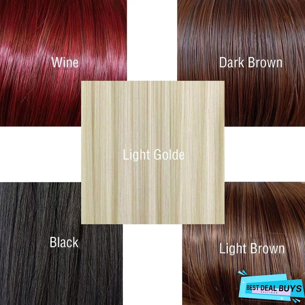 Women's Long Hair Is Wine Medium Length and Straight Hair