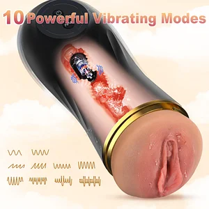 Vibrating Male Masturbator Pocket Pussy With 10 Vibration Modes