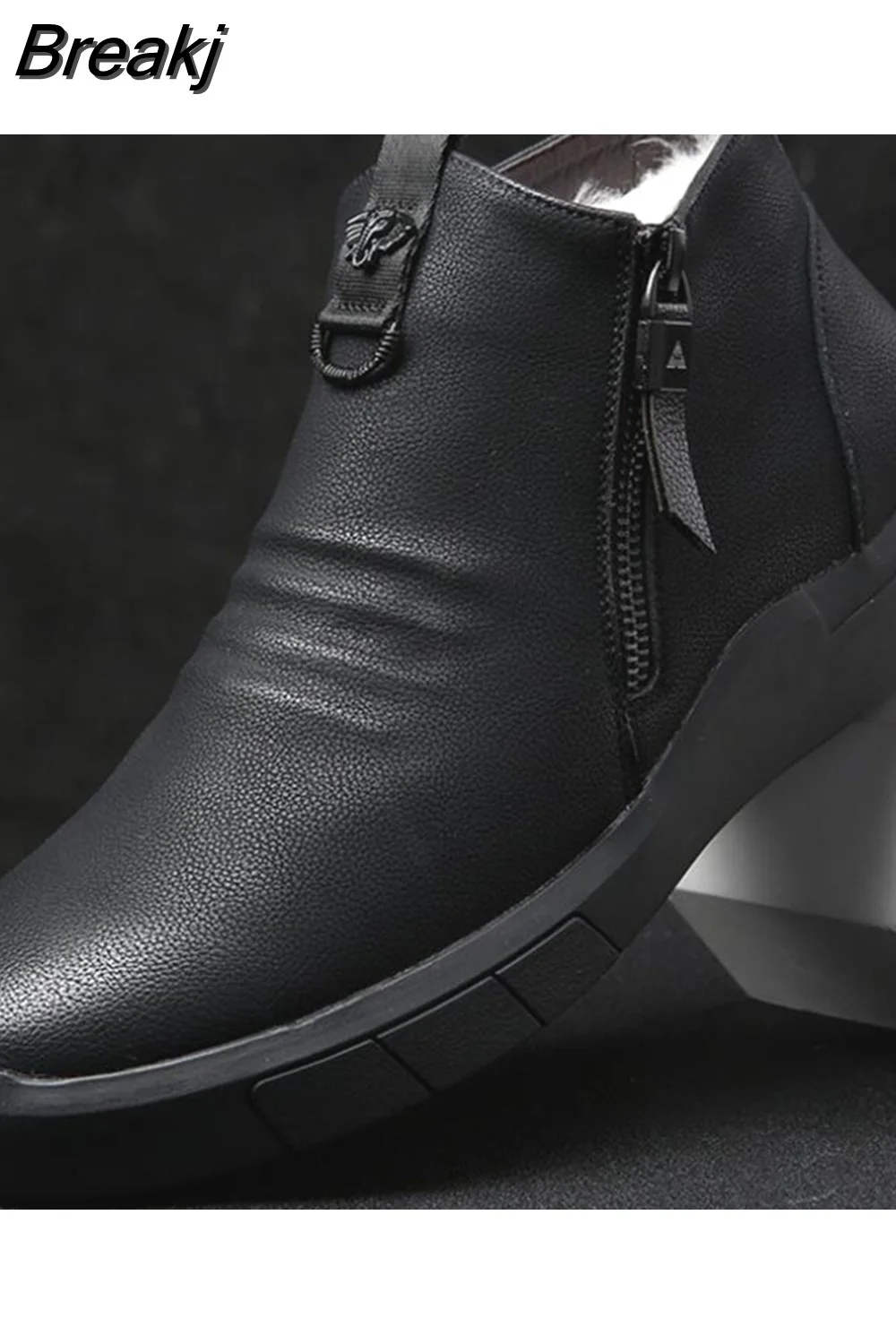 Breakj Men Shoes Designer Genuine Leather 100%wool Lining Winter Super Keep Warm Outdoor Ankle Boots Snow Boots Casual Sneakers 601-0