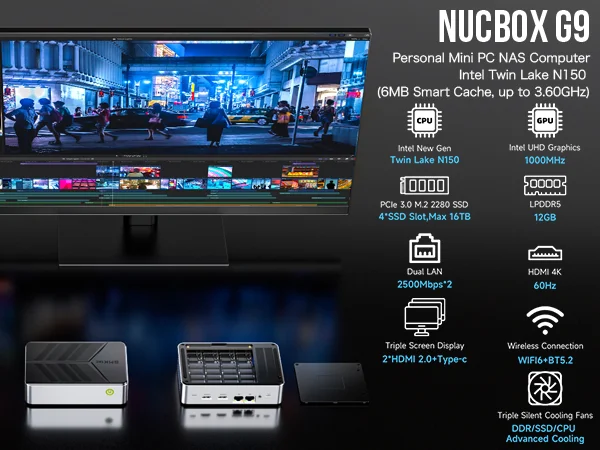 GMKtec Intel Twin Lake N150 Dual-system 4-bay NAS Mini PC