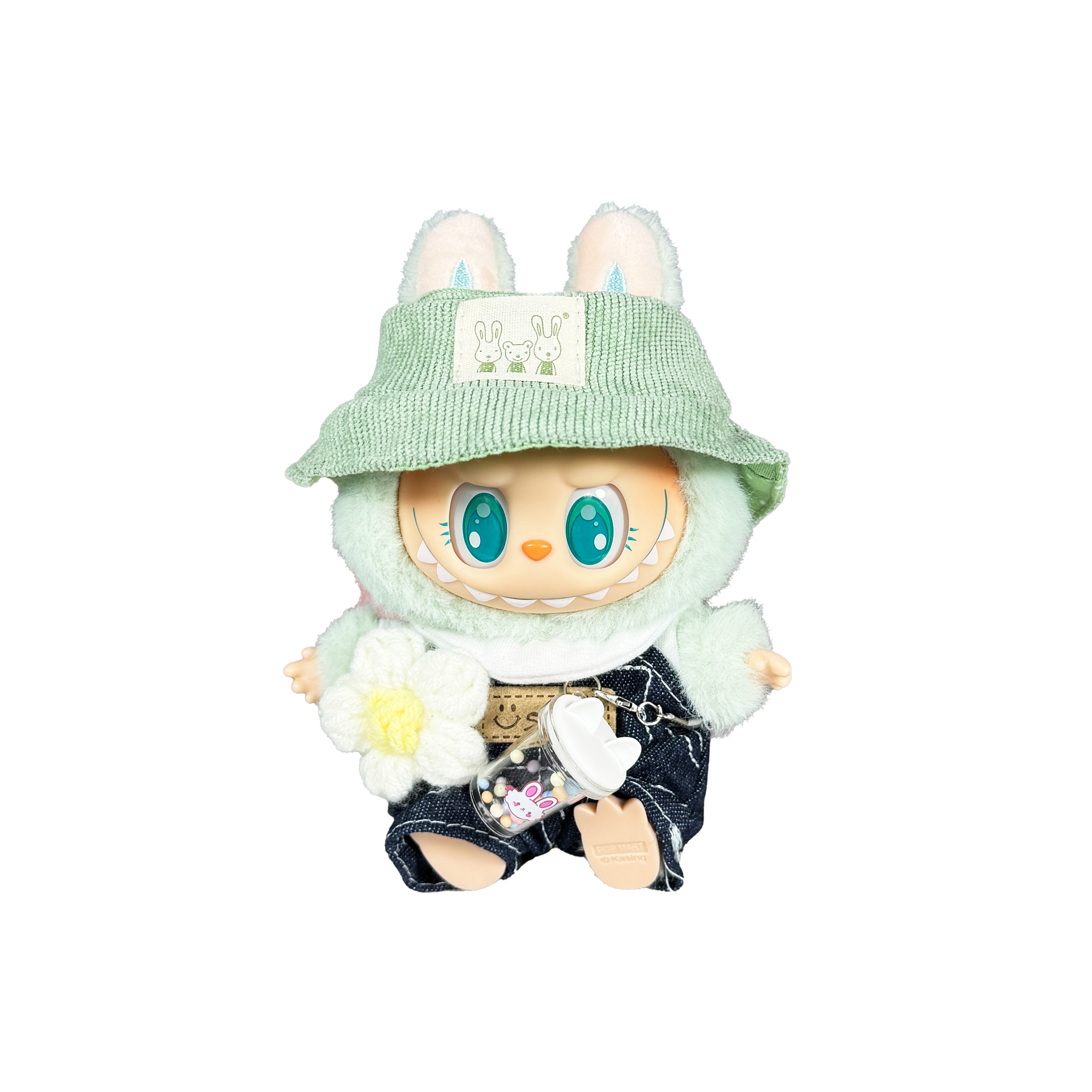 [Modified Doll] POP MART Labubu THE MONSTERS Sitting Party Collection, Confirmed, Matcha Curly, Cute Hang Tag Box 15cm