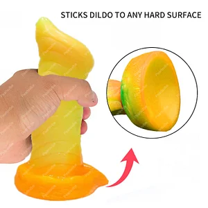 Tentacle Shaped Penis Soft Silicone Dildo For Women  S Shape Yellow