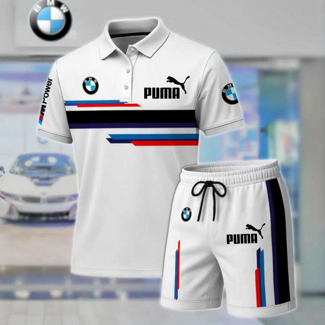 PUMA® in BMW® –Új, kétrészes, lezser férfi öltöny pólógallérral (felső + nadrág)