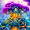 Diamond Painting -DIY Round Dril House of Purple Tree(40x40cm)