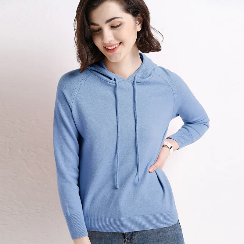 High Quality Women's Solid Color Sweater Hoodie