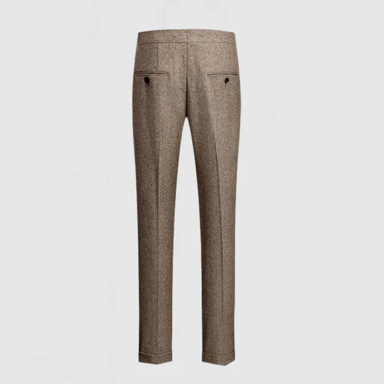 Men’s Fall And Winter Herringbone Tweed High-Waisted Pants