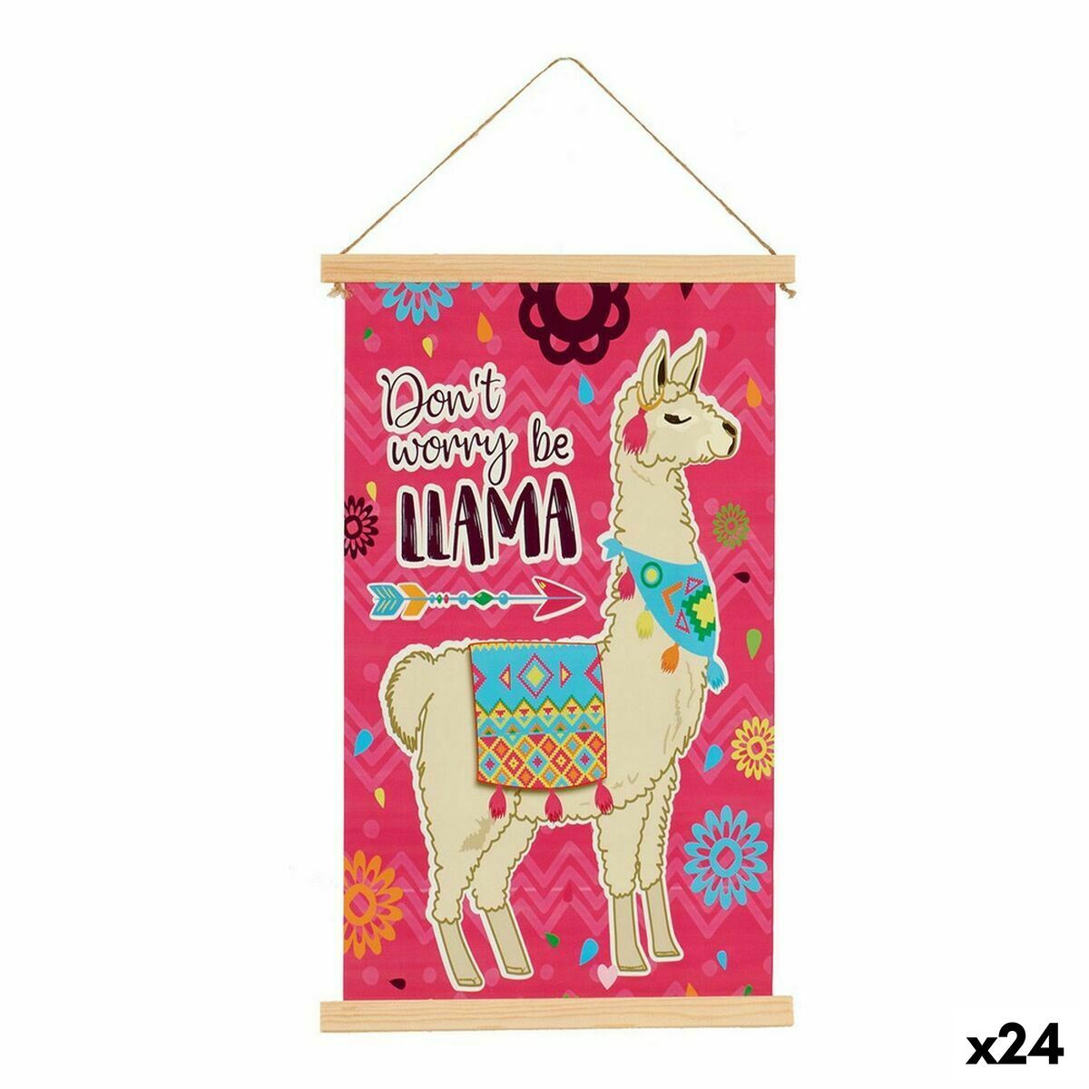 Canvas Gift Decor 1 x 54 x 33 cm Llama (24 Units)