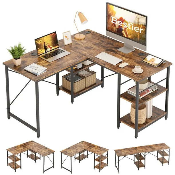 Bestier 86.6 inch Reversible L Shaped Desk